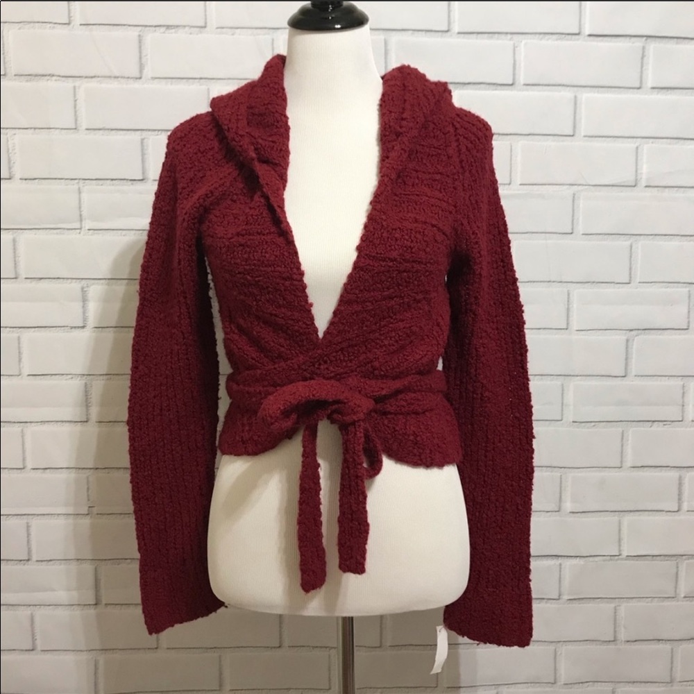 Free people wrap tie hoodie sweater size medium